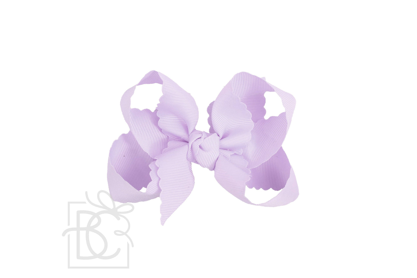 SCALLOPED EDGE BOW: Powder Pink / 3.5" Medium - 1.5" Ribbon on Alligator Clip