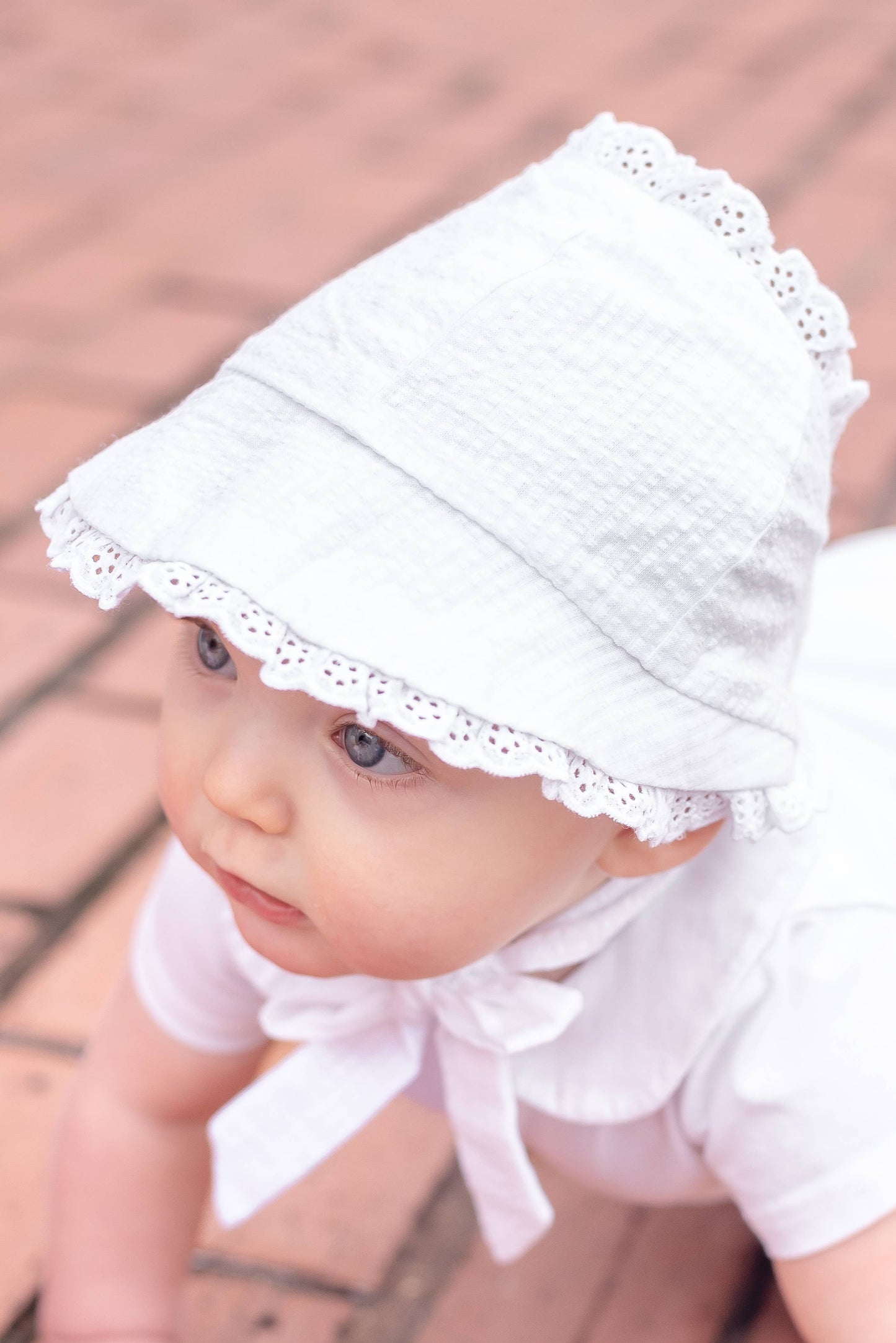 White Summer Baby Bonnet Sunhat: One Size
