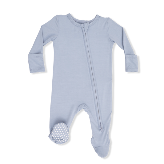 Solid Niagara Mist - 2 Way Zipper Footie