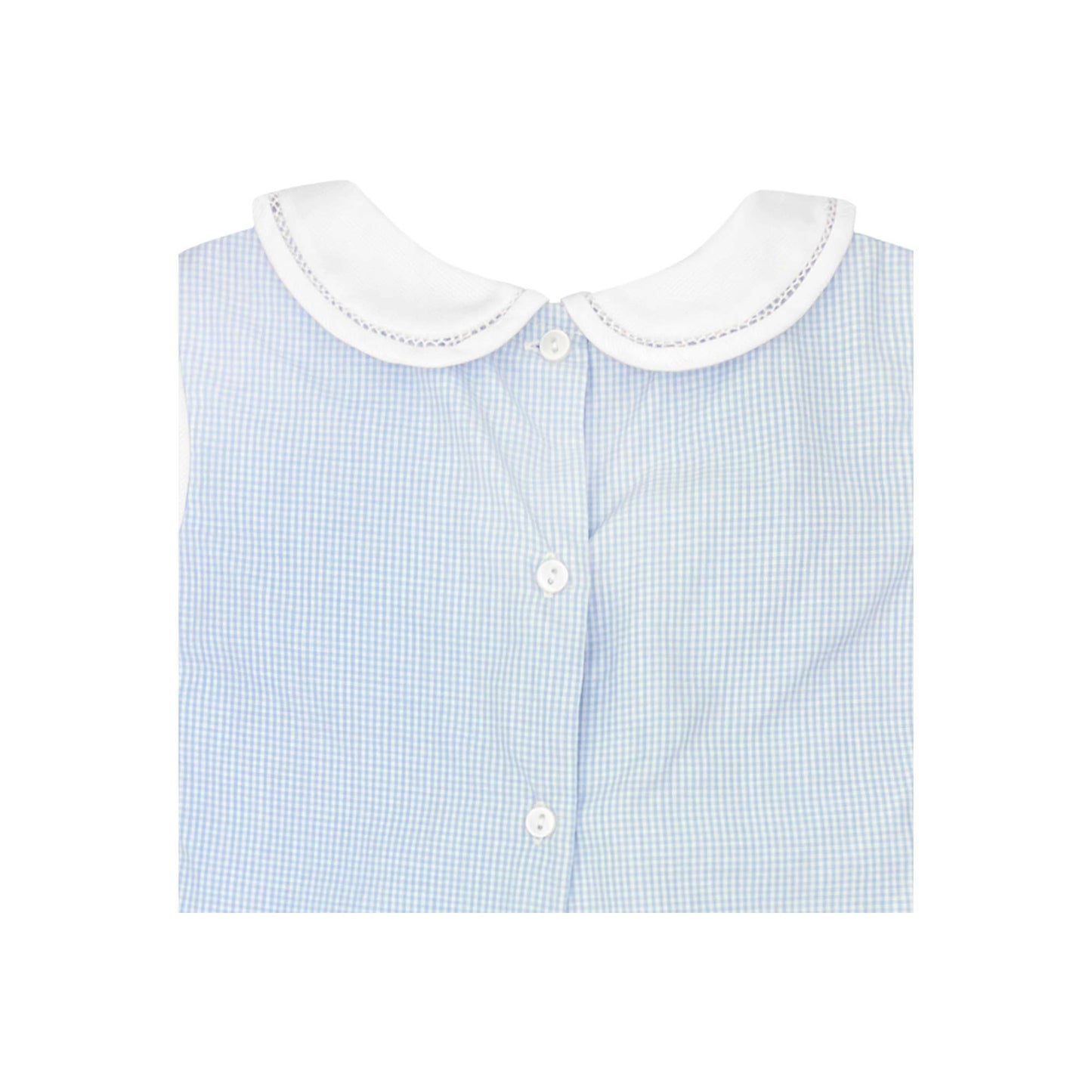 Blue & White Checked Romper with Side Tabs