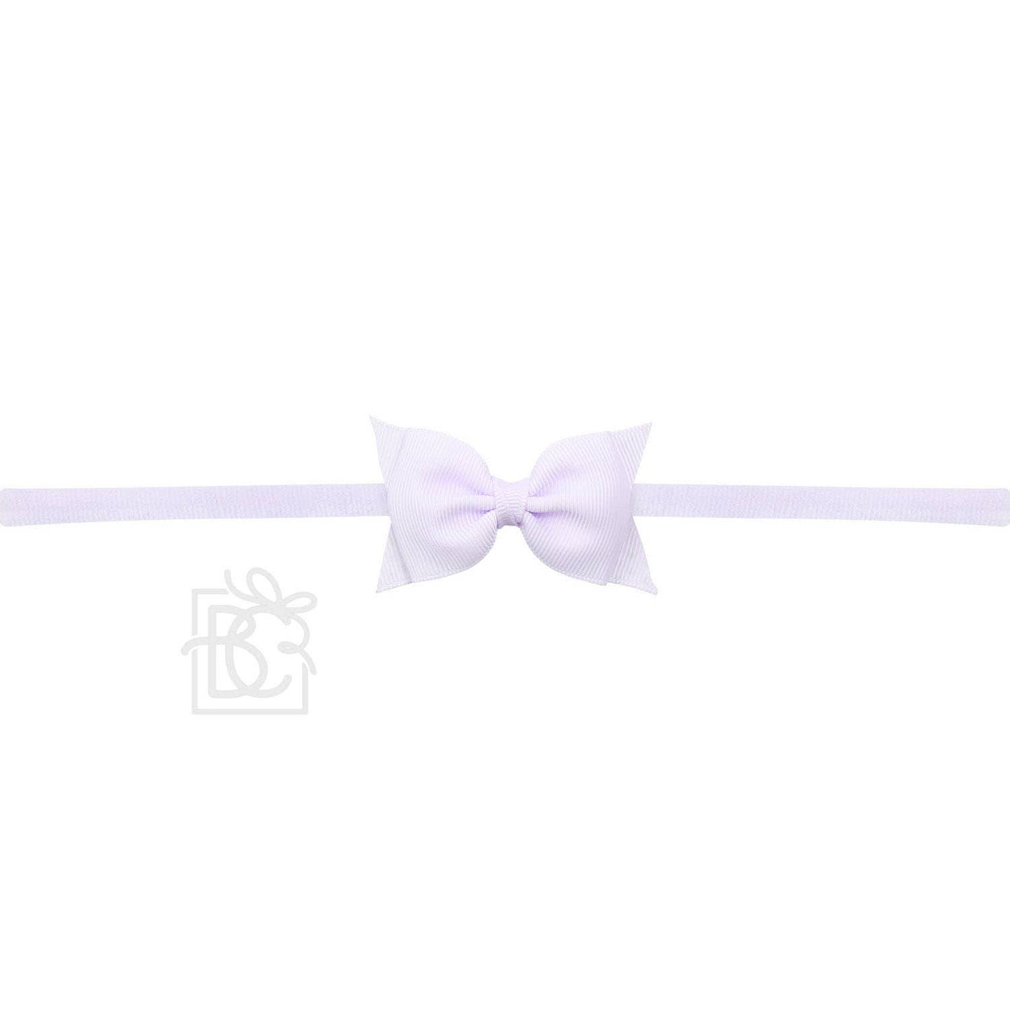 1/4" PANTYHOSE HEADBAND W/ 2.5" FLAT SOPHIA BOW: POWDER PINK