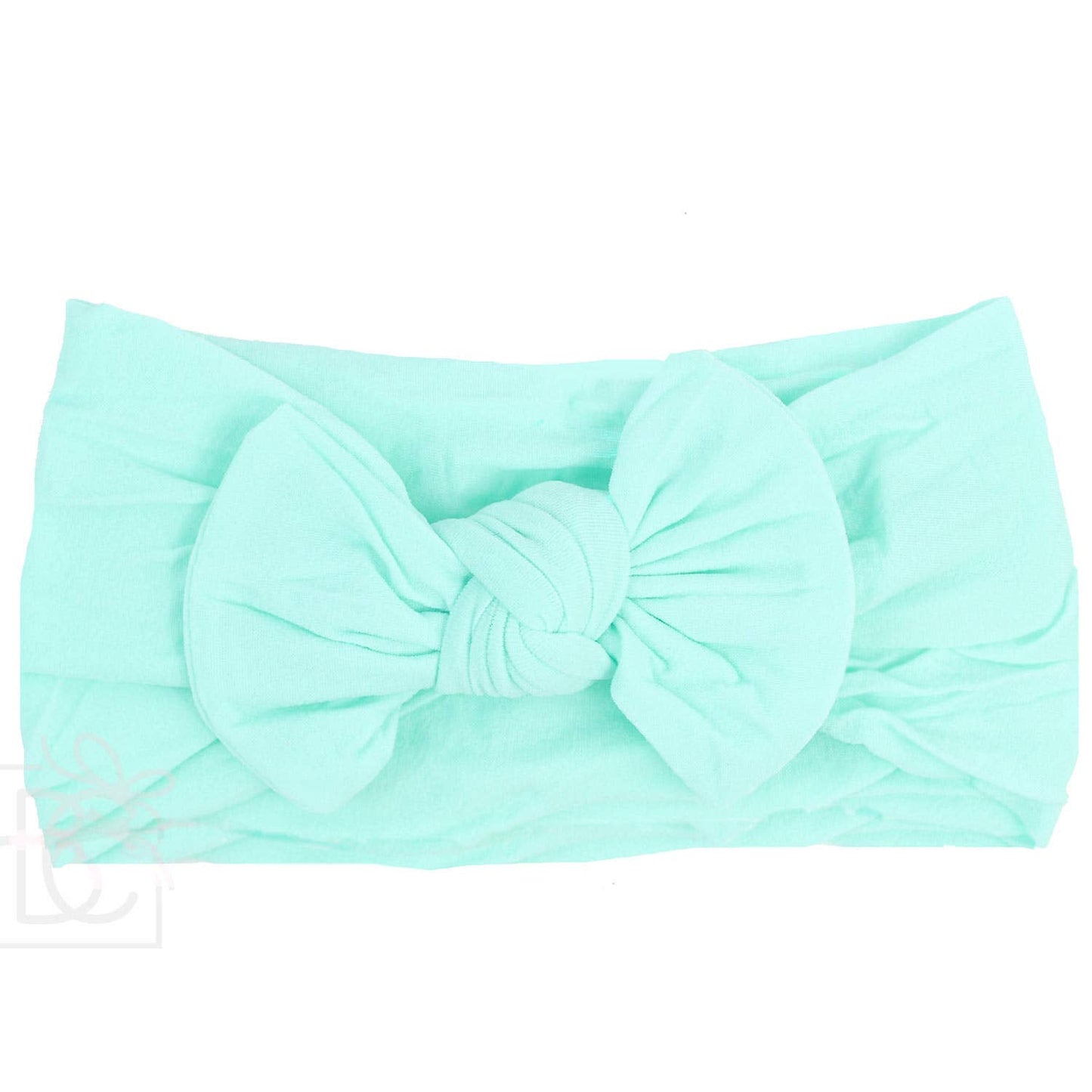 WIDE PANTYHOSE HEADBAND WITH KNOT BOW (SOLIDS): POWDER PINK
