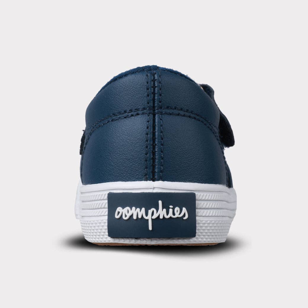 Khloe Girls T-Strap Hook & Loop Shoe: Navy Leather