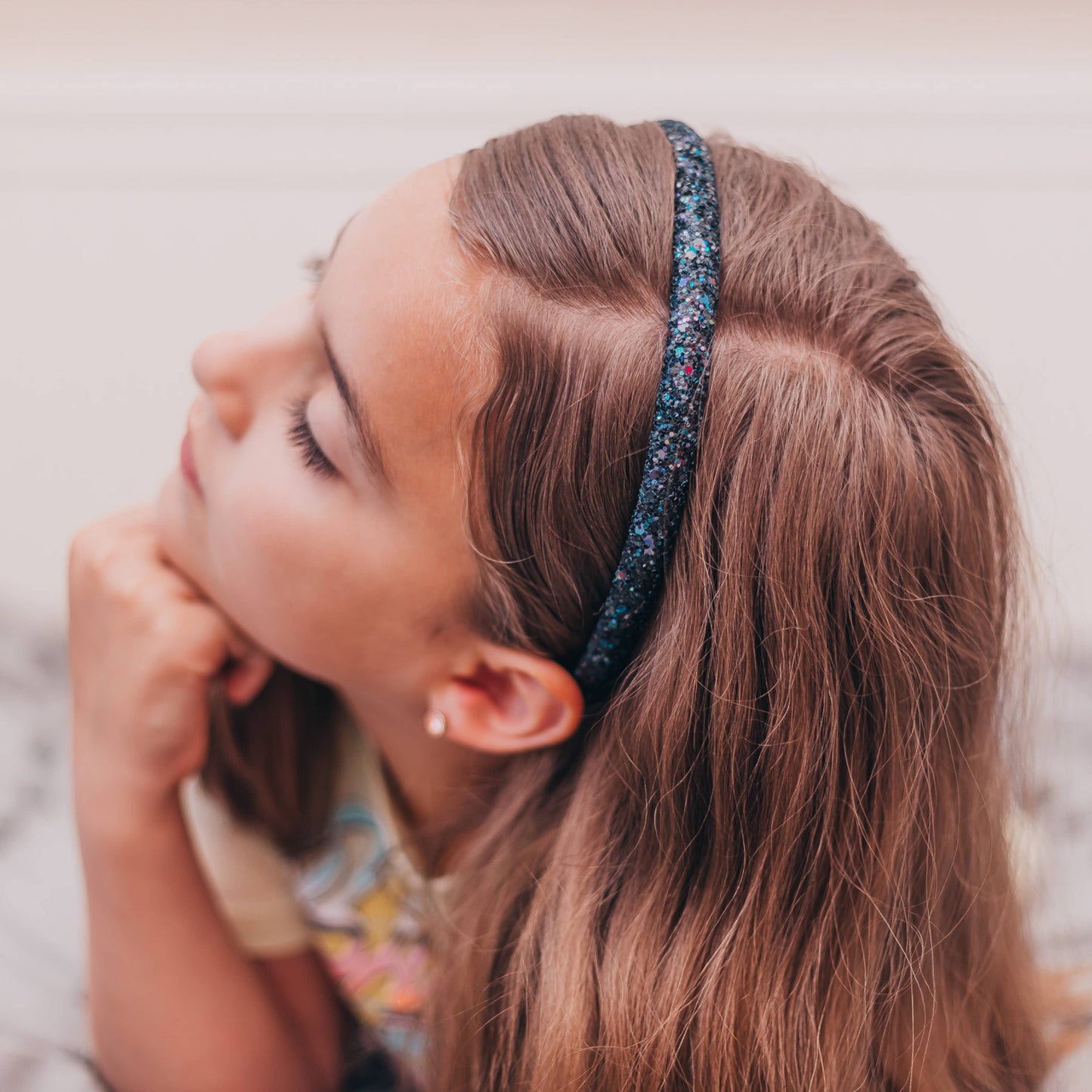 Glitter Headband - Thin Hairbands for Kids: Pink