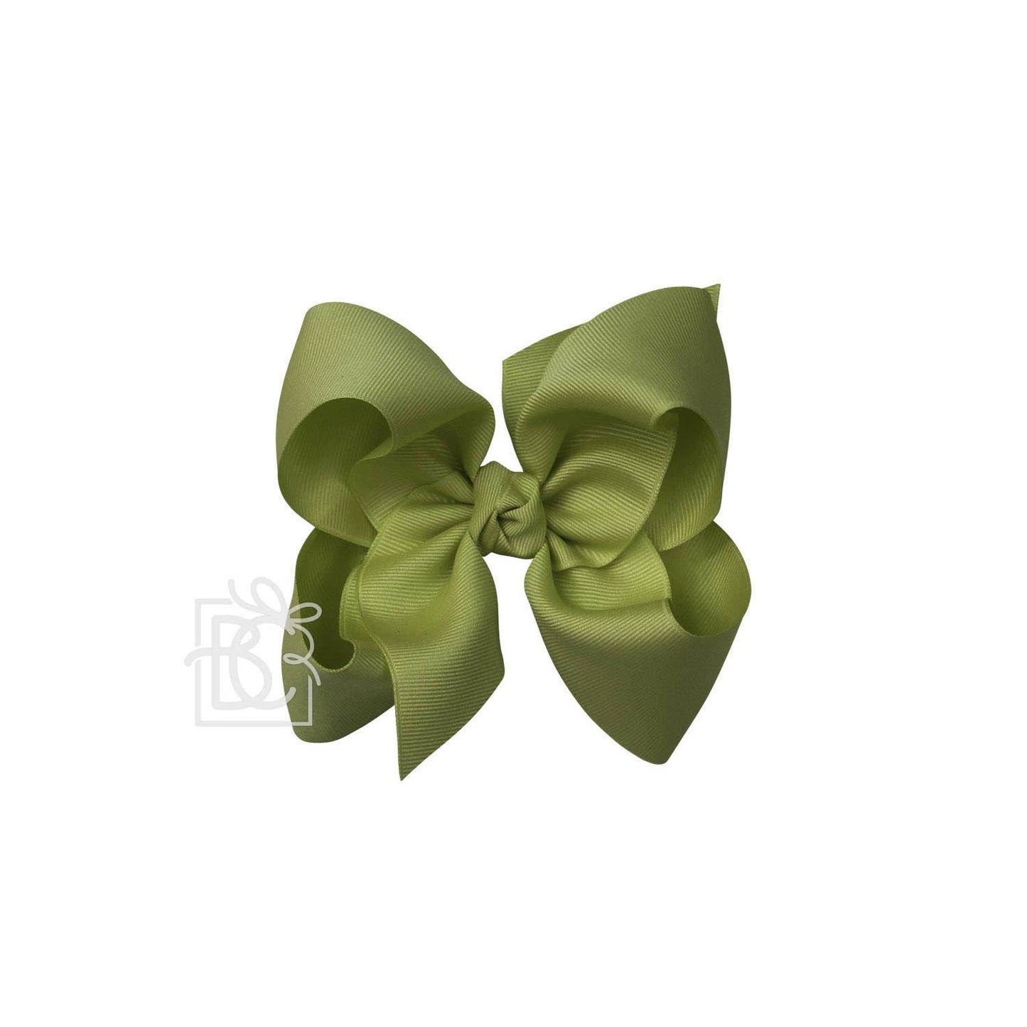 SIGNATURE GROSGRAIN BOW ON CLIP: 5.5" Huge - 2.25" Ribbon on Alligator Clip / MOSS