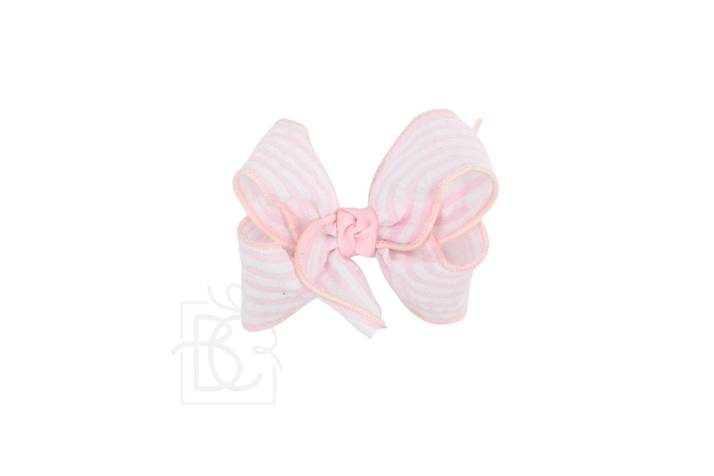 SEERSUCKER BOW ON CLIP: Light Pink / 4.5" Large - 1.5" Ribbon on Alligator Clip