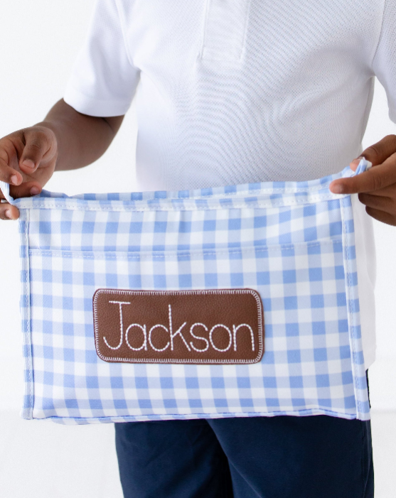 Boys Pencil Bag - Blue Gingham