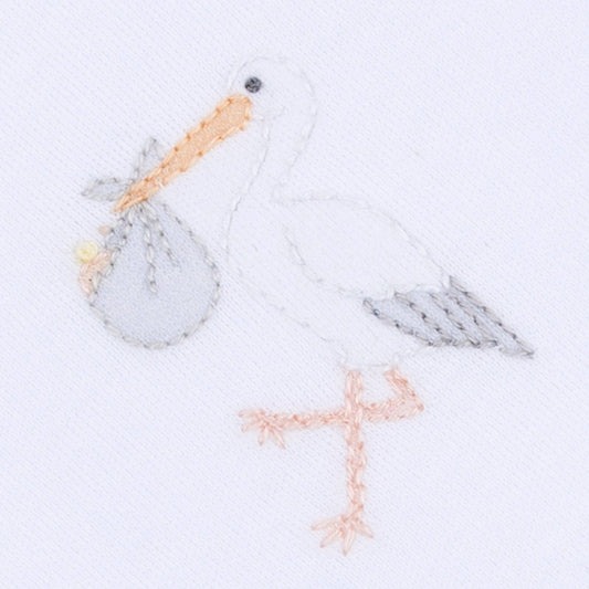 Vintage Stork Bib - White