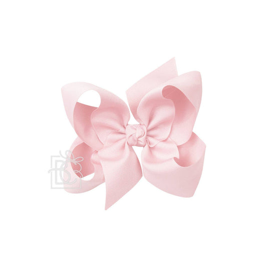SIGNATURE GROSGRAIN BOW ON CLIP: 6.5" Jumbo - 2.25" Ribbon on Lg. Alligator Clip / LT. PINK