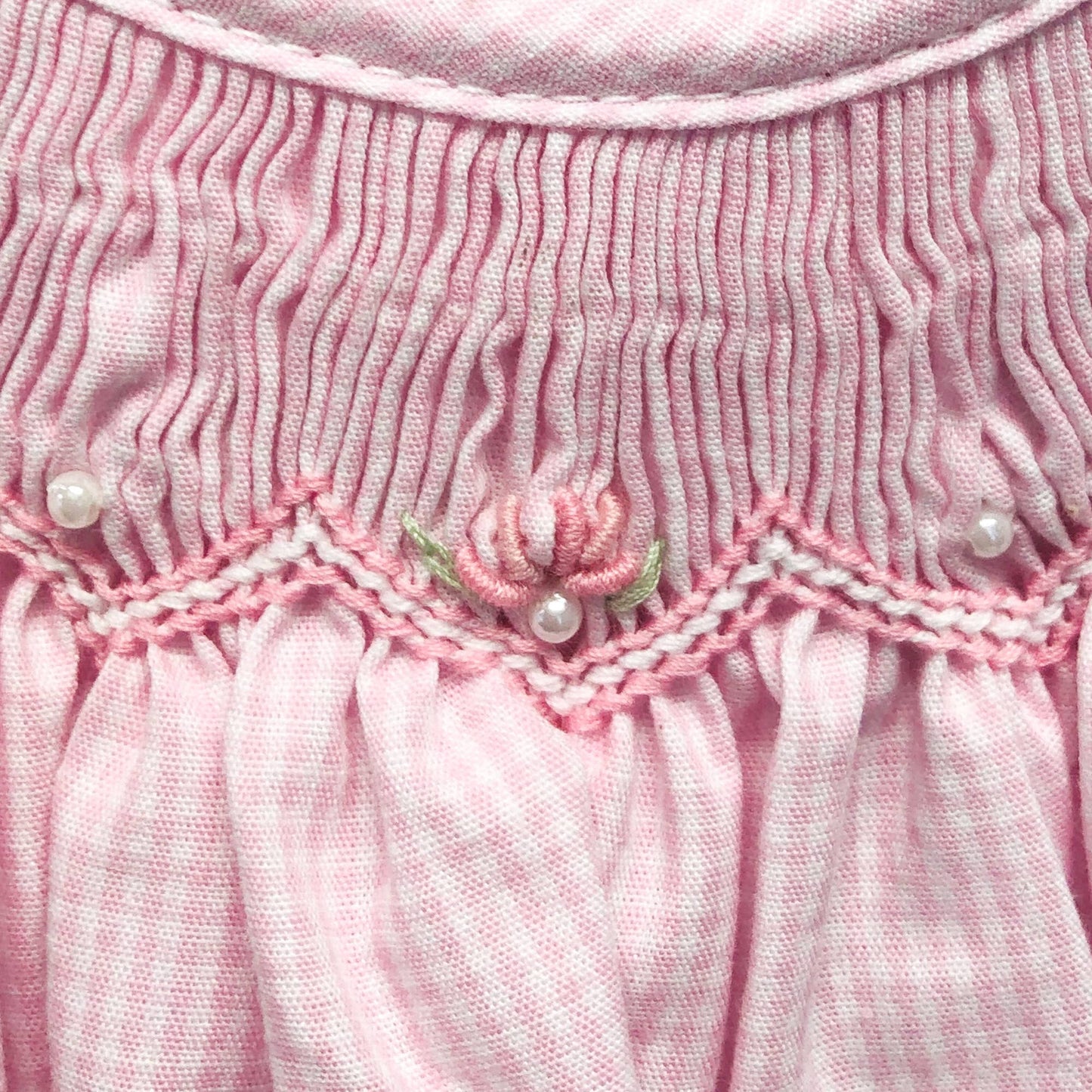 Bishop Zig-Zag Smocked Dress w/Dainty Pearls & Bloomers