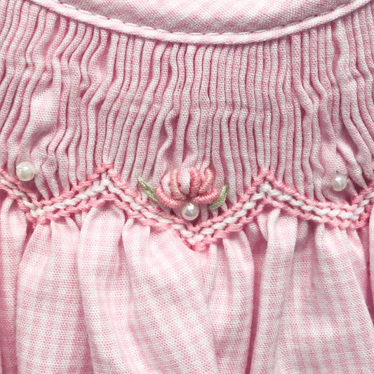 Bishop Zig-Zag Smocked Dress w/Dainty Pearls & Bloomers