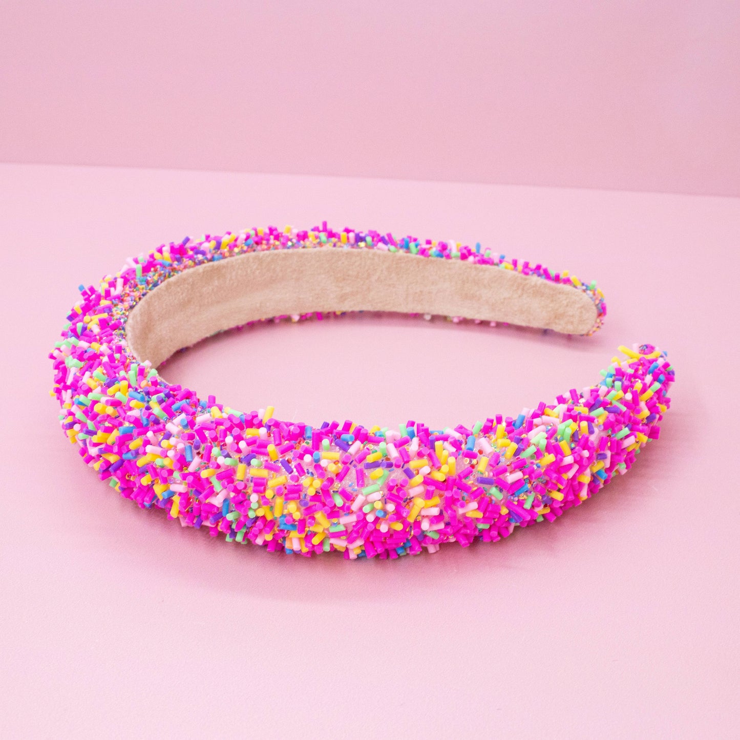 Padded Sprinkles Headband - Confetti Hair Band: Hot Pink
