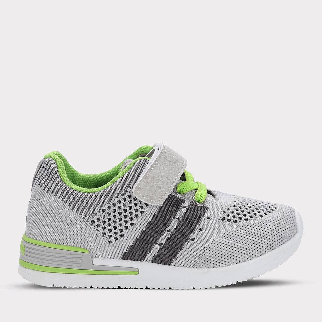 Wynn Boys Hook & Loop Sneaker: Light Grey