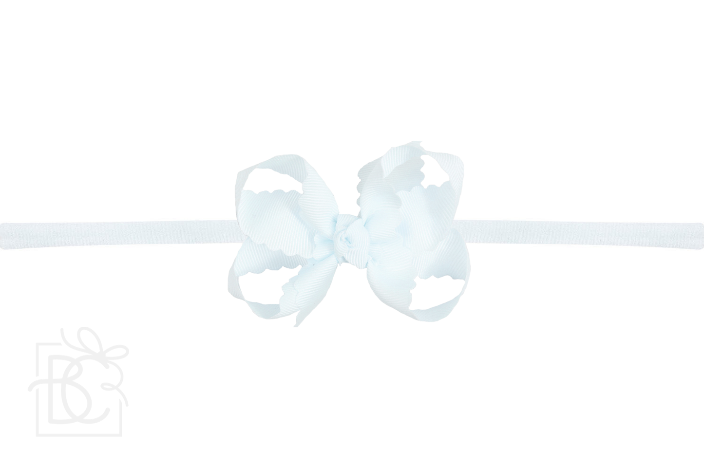 1/4" Nylon Pantyhose Headband w/ Scalloped Edge Bow: Millennium Blue / 3.5" Medium