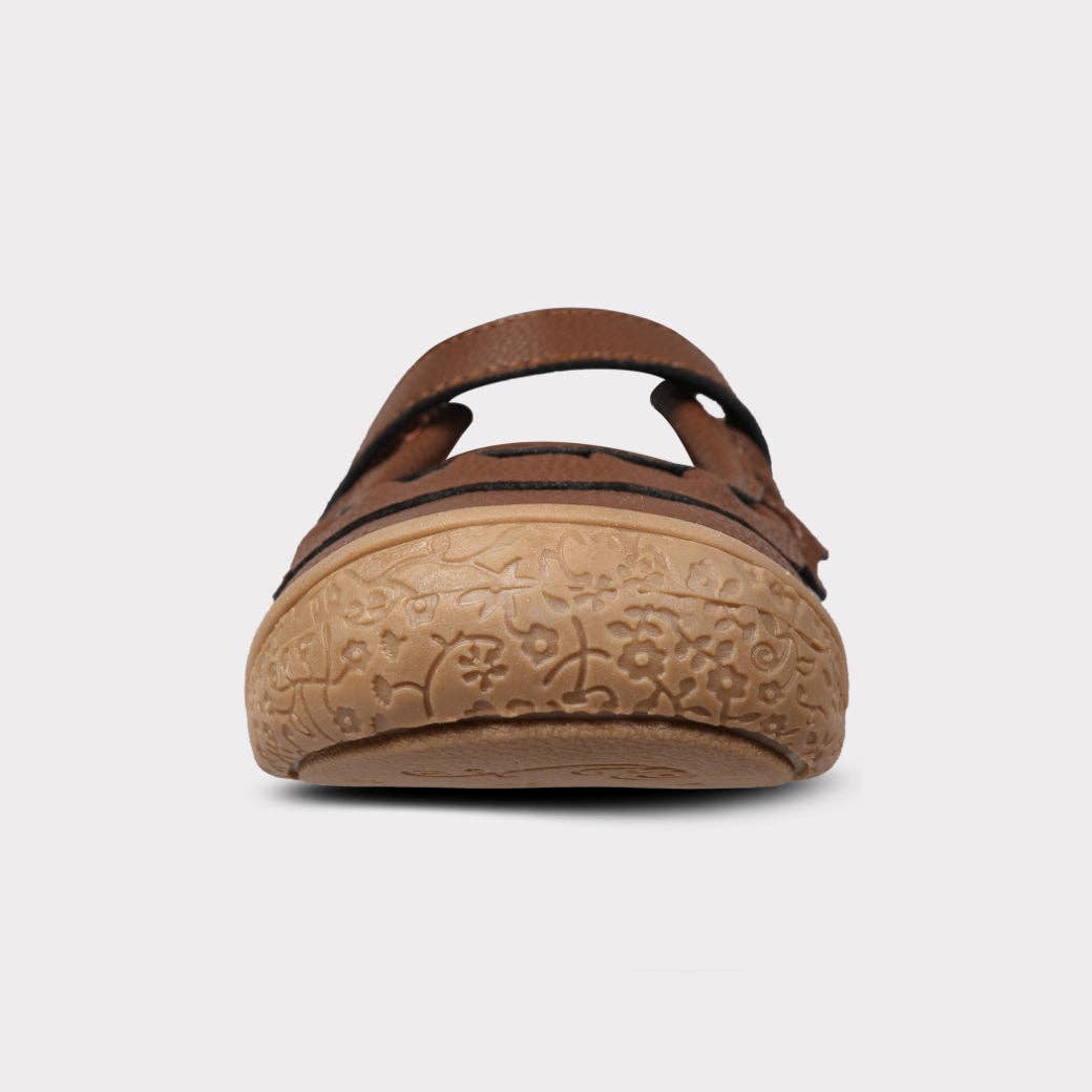 Amina Leather Girls Mary Jane Shoe: Brown Leather