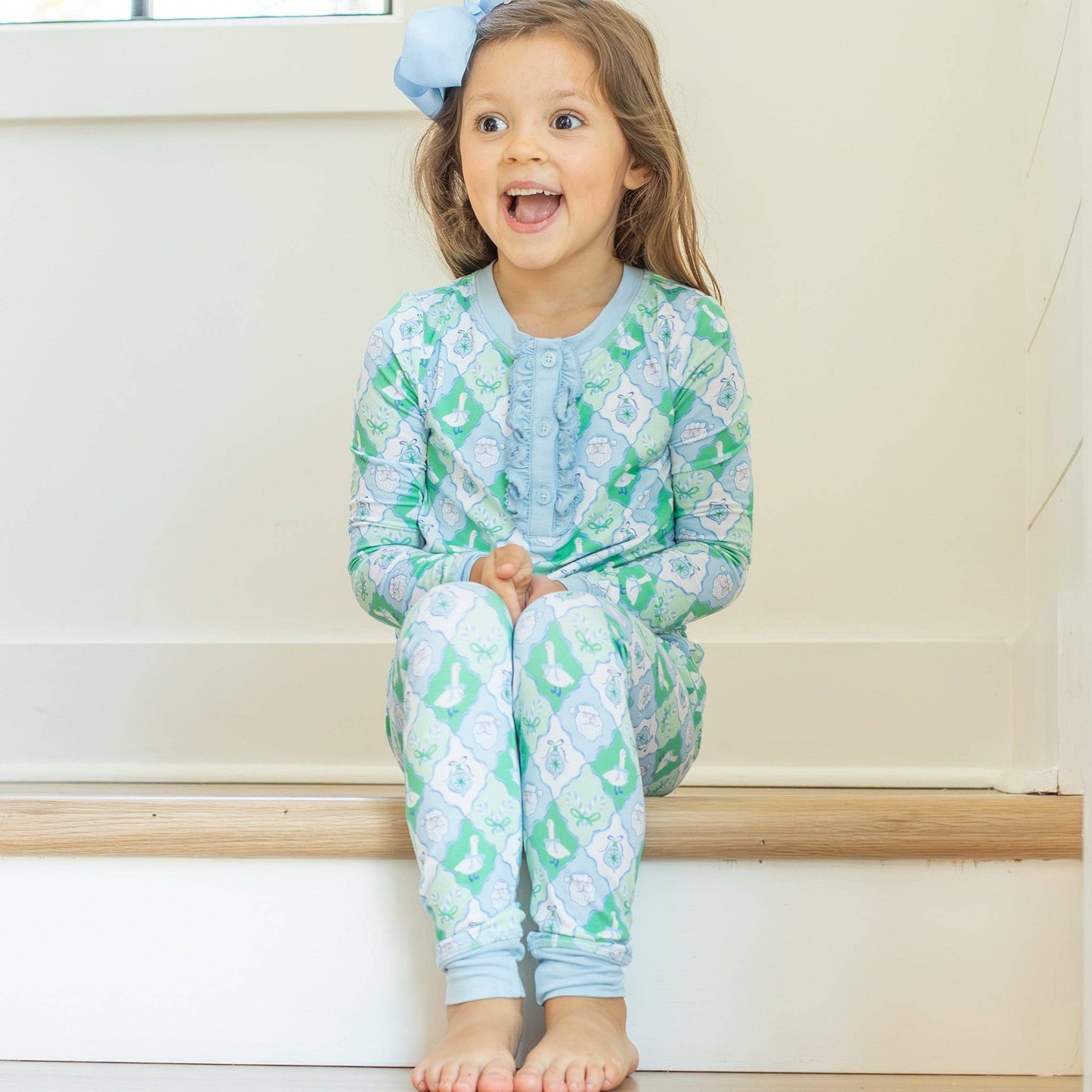 Girls Bamboo Loungewear - Frosted Christmas: 2T