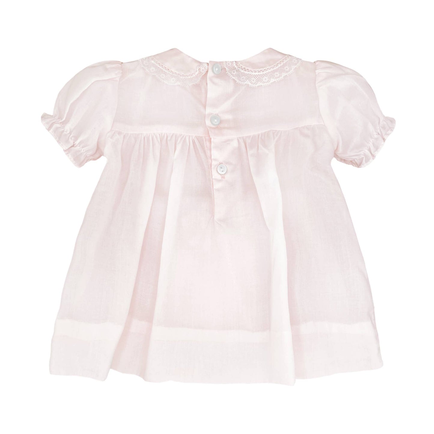 Smocked Dress with Lace: Pink