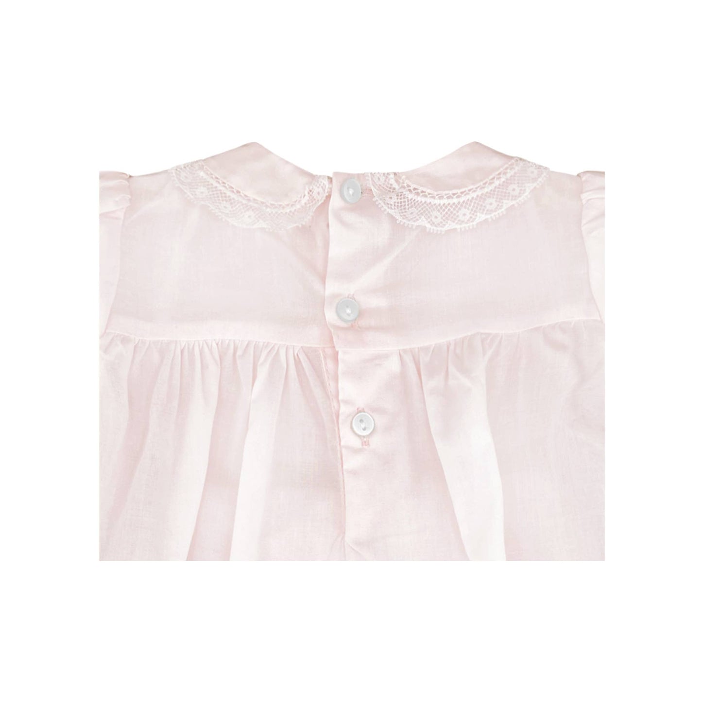 Smocked Dress with Lace: Pink