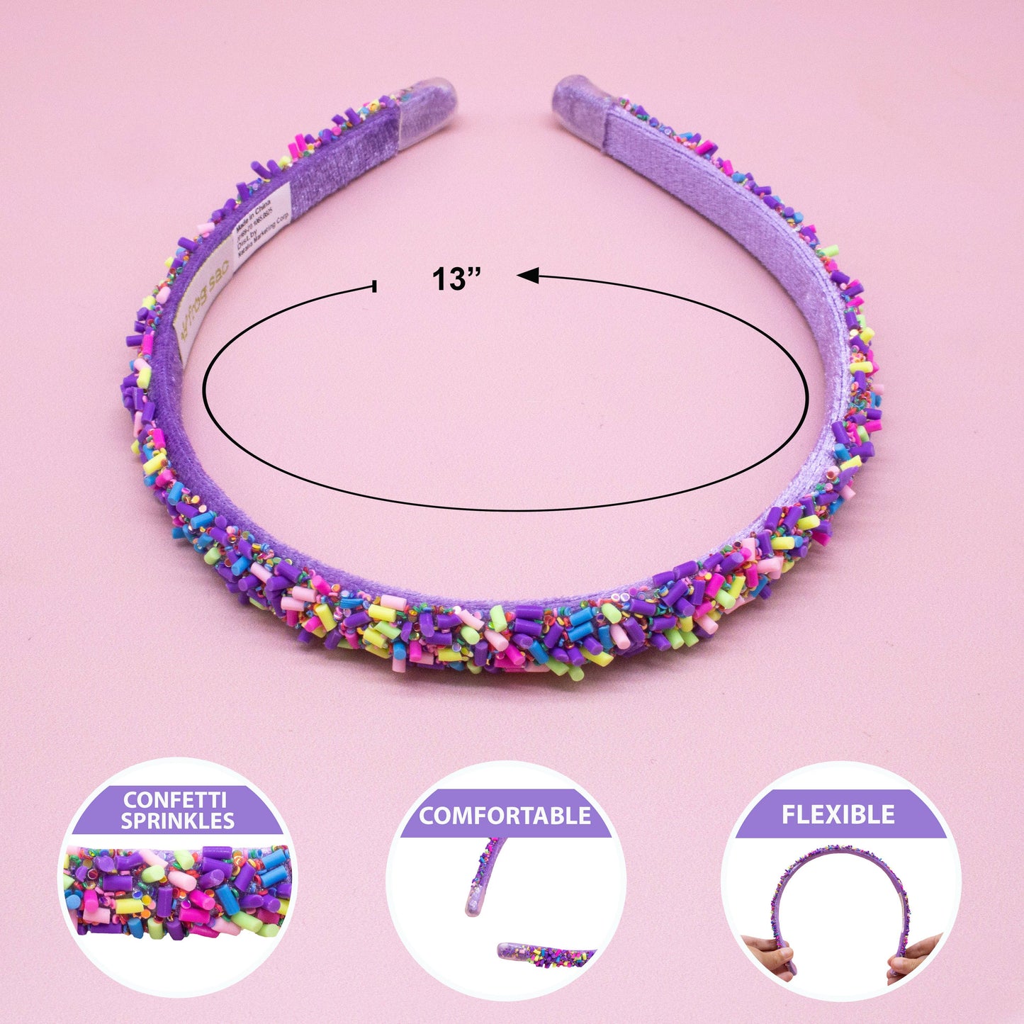 Thin Sprinkle Headband - Non Slip Hair Accessories for Kids: Pink