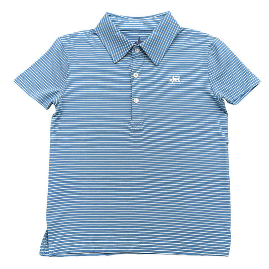Banks Boys Performance SS Polo Blue/White Stripe 