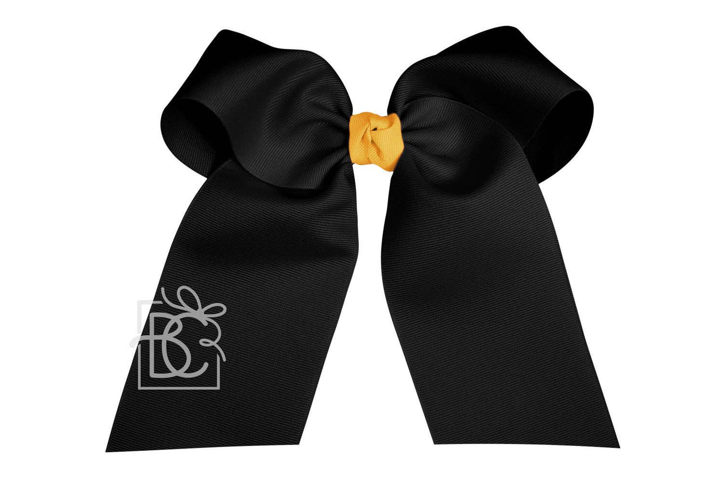 Cheer Bow on Pony-O (Yellow Gold & Black): Black Bow w/ Yellow Gold Knot