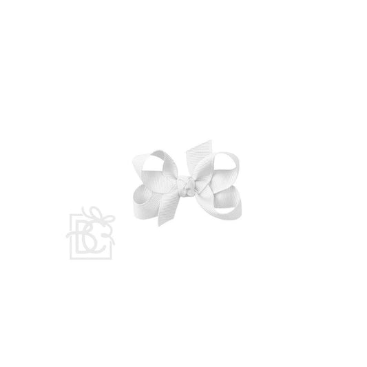 SIGNATURE GROSGRAIN BOW ON CLIP: 3" Small - 5/8" Ribbon on Alligator Clip / WHITE