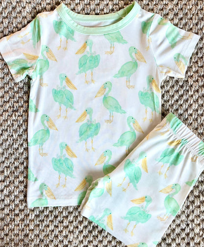Mint Pelican Two Piece Pajama Short Set: 18-24M