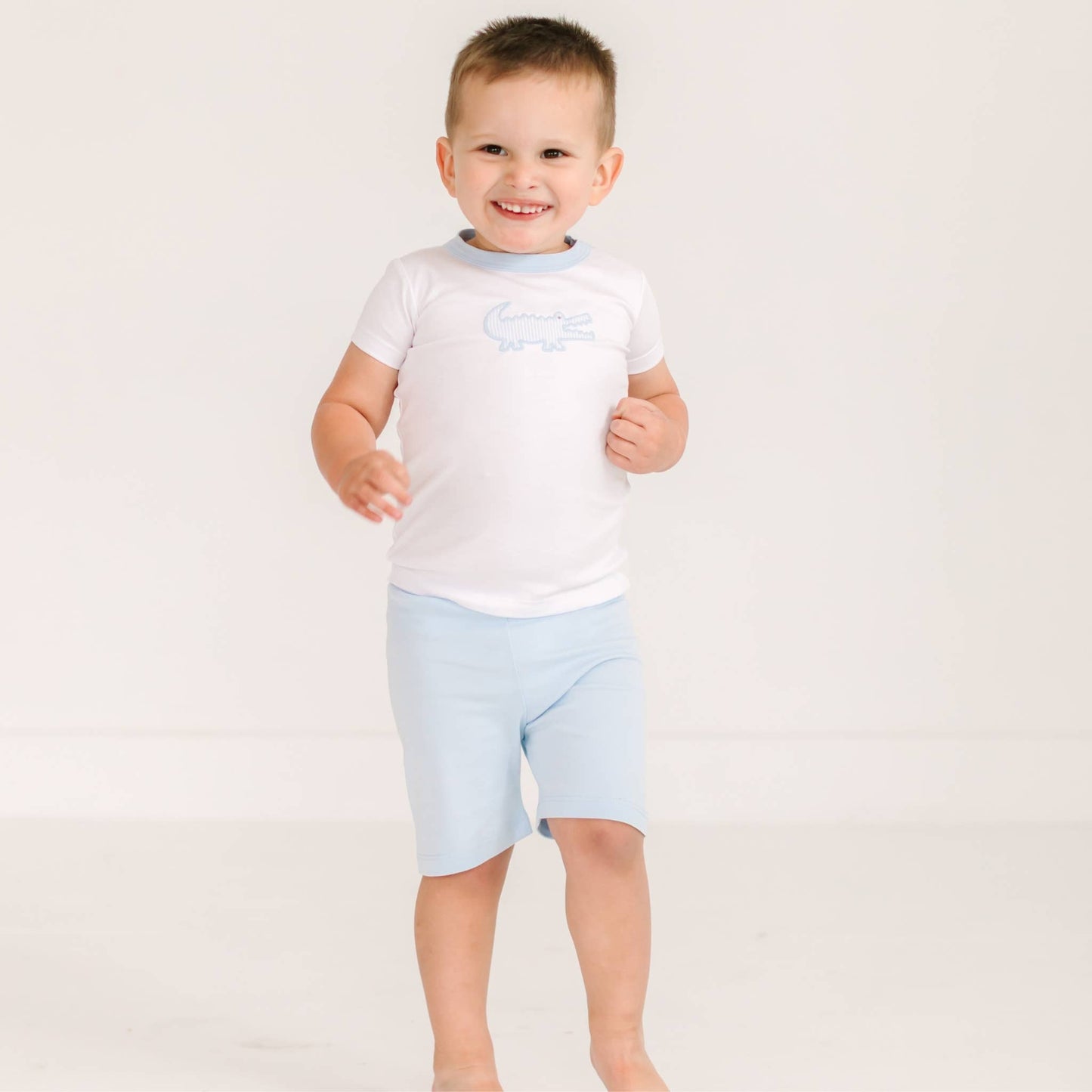 Gator Applique Short Pajamas - Light Blue
