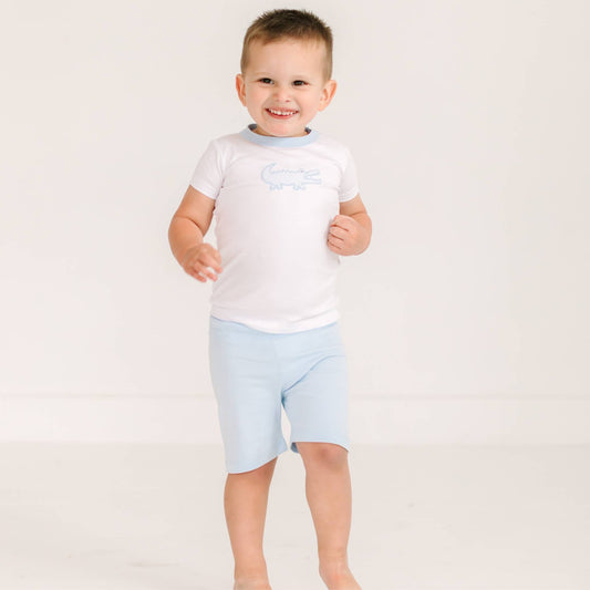 Gator Applique Short Pajamas - Light Blue