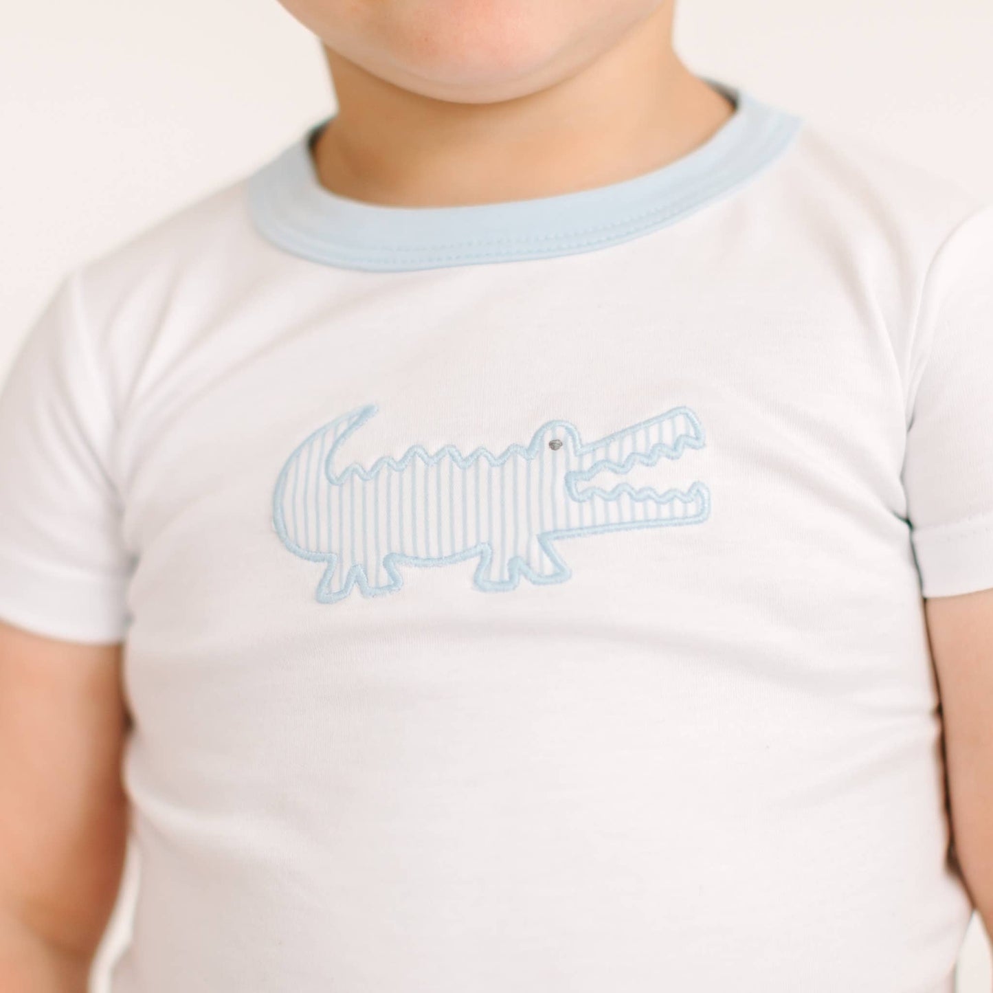 Gator Applique Short Pajamas - Light Blue