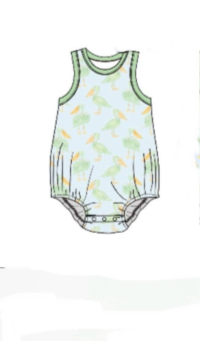 Mint Pelican Bubble Romper: 18-24M