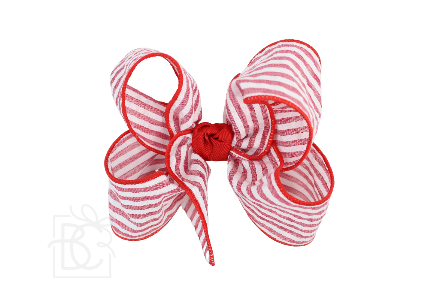 SEERSUCKER BOW ON CLIP: Light Pink / 4.5" Large - 1.5" Ribbon on Alligator Clip
