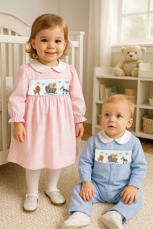 Noah's Ark Longall with Hand Picture Smocking