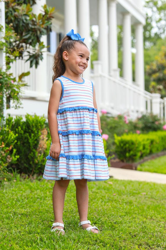 Tinsley Twirl Dress-Patriotic Stripe
