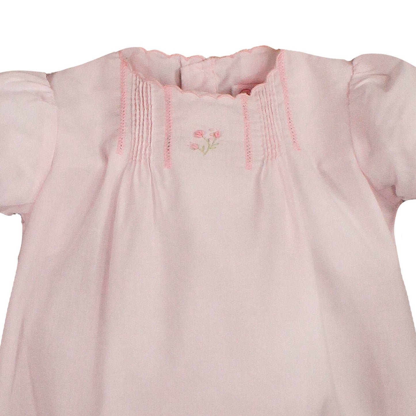 Flower Embroidered Heirloom Bubble: White