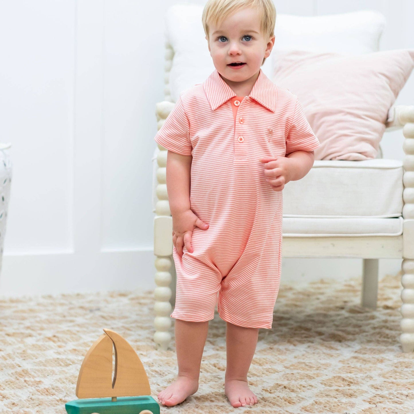 Salmon Stripe Polo