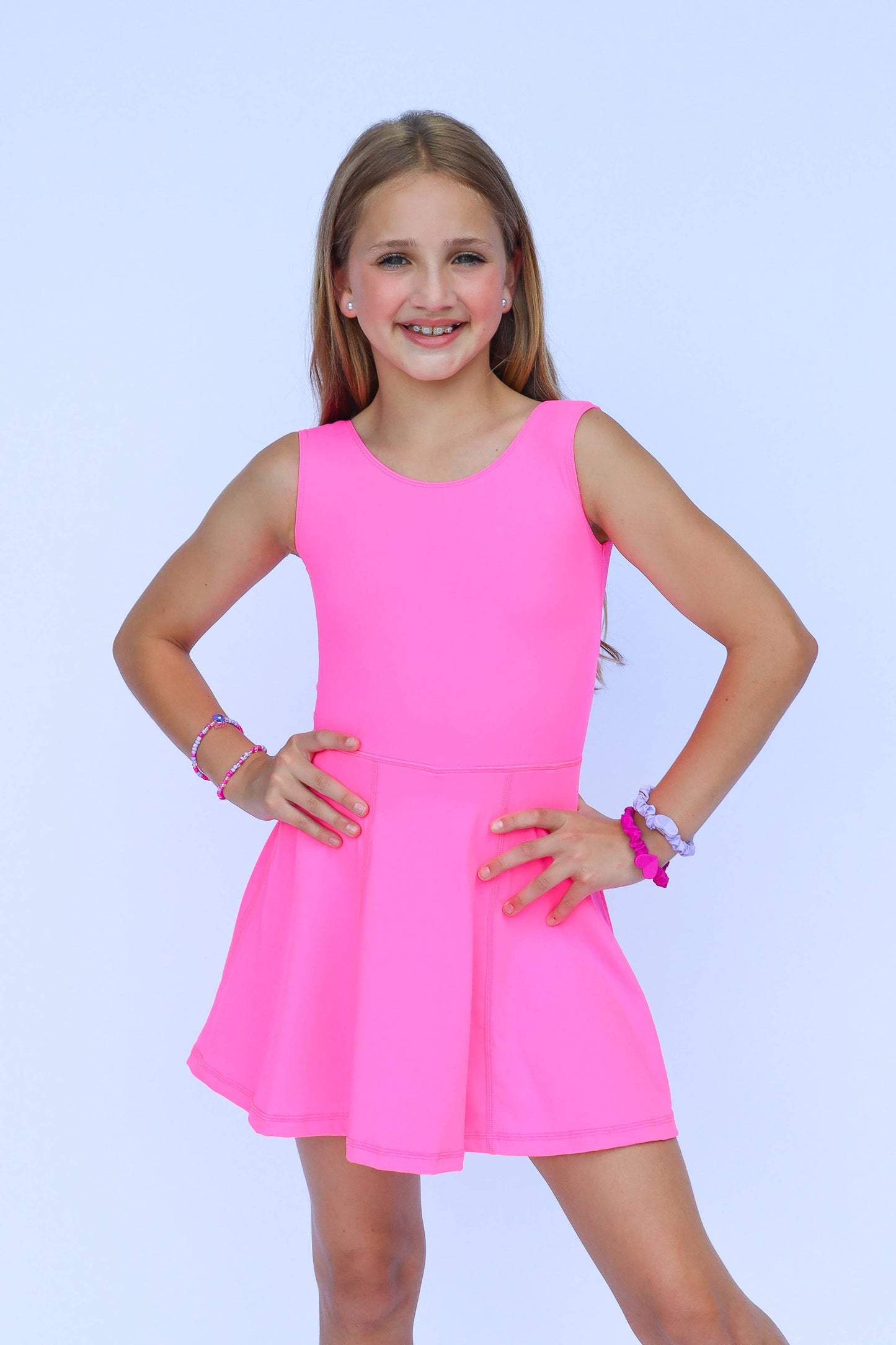 Hot Pink Athleisure Kid Dress
