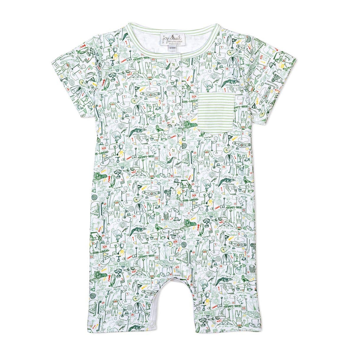 Golf Boys Shortie Romper: Golf - Putting Green / 12-18M