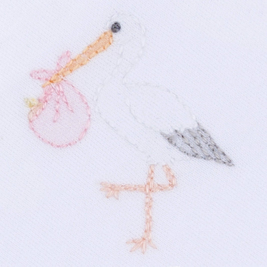 Vintage Stork Burp Cloth - Pink