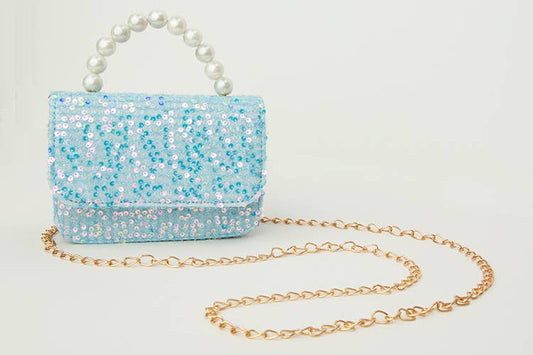 Shimmer Sequin Purse: Light blue
