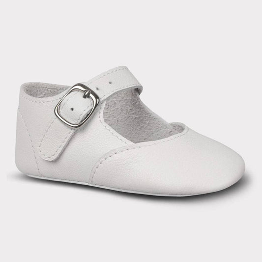 Darcy Girls Crib Hook & Loop Shoe: White Leather