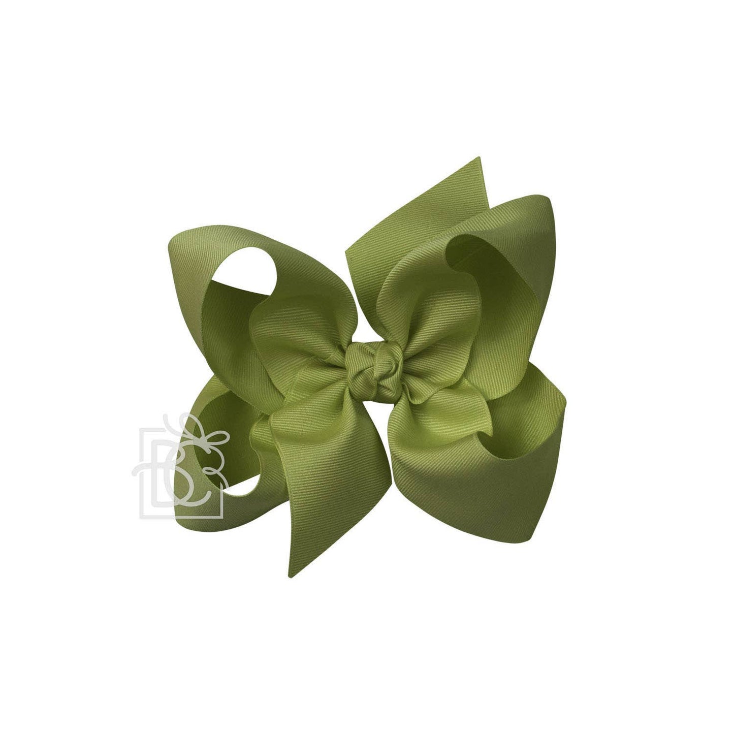 SIGNATURE GROSGRAIN BOW ON CLIP: 6.5" Jumbo - 2.25" Ribbon on Lg. Alligator Clip / MOSS