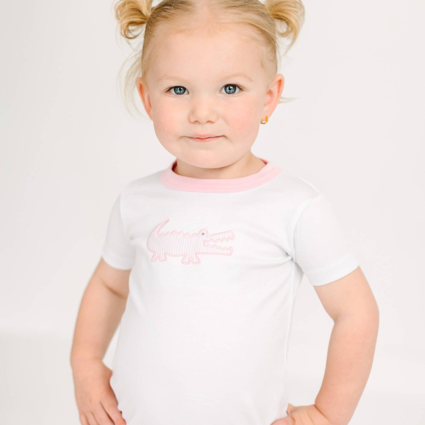 Gator Applique Short Pajamas - Pink