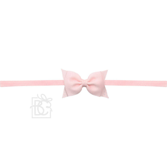 1/4" PANTYHOSE HEADBAND W/ 2.5" FLAT SOPHIA BOW: PINK