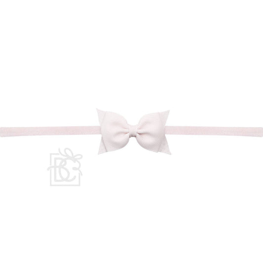 1/4" PANTYHOSE HEADBAND W/ 2.5" FLAT SOPHIA BOW: POWDER PINK
