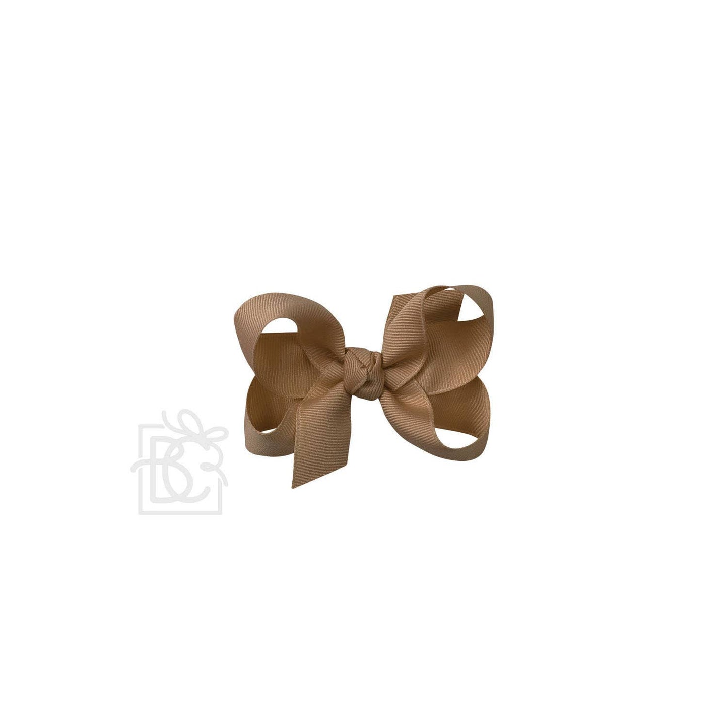 SIGNATURE GROSGRAIN BOW ON CLIP: 3.5" Medium - 7/8" Ribbon on Alligator Clip / TAUPE