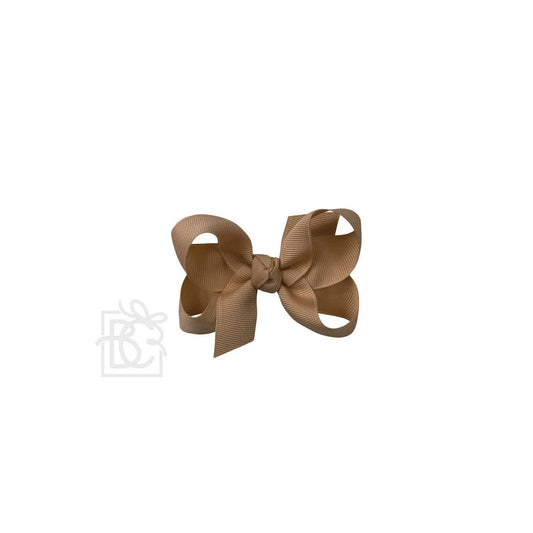 SIGNATURE GROSGRAIN BOW ON CLIP: 3.5" Medium - 7/8" Ribbon on Alligator Clip / TAUPE
