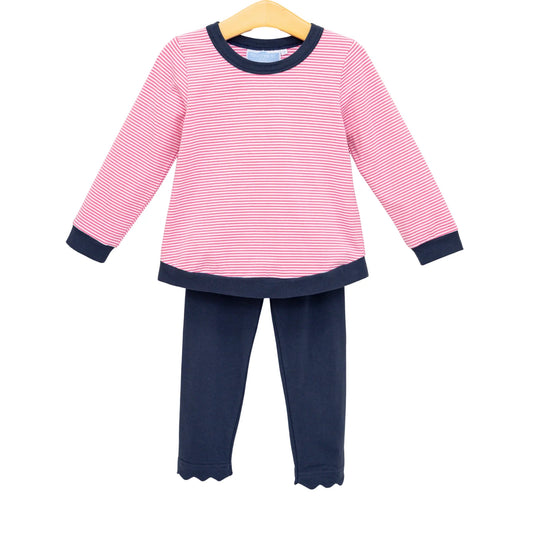 Reagan Pant Set - Pink Stripe/Navy