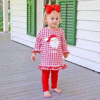 Classic Whimsy Happy Santa Red Gingham Milly Dress 24m