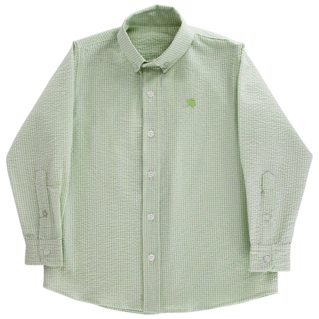 Roscoe Button Down Shirt - Grass Seersucker